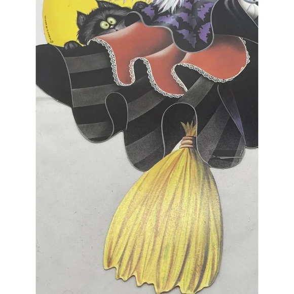 NOS Vintage 1983 BEISTLE Halloween 2 Sided Witch On Broom Cutout Decoration 16" - Picture 8 of 16